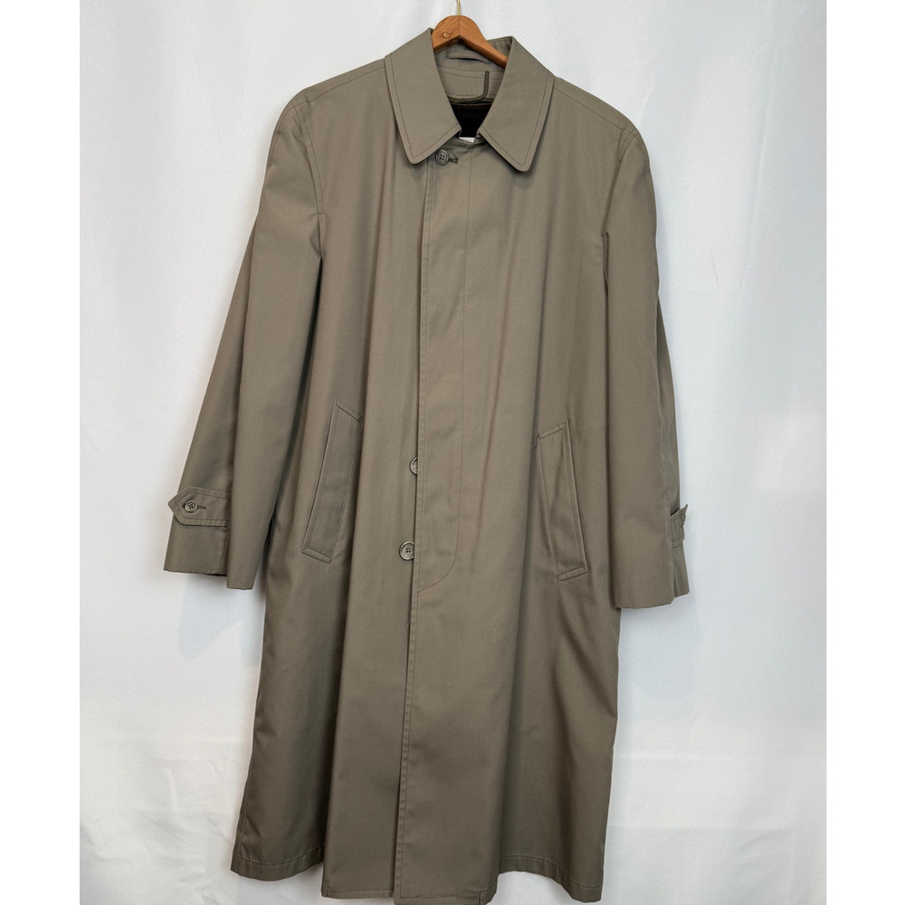London Fog Maincoats Mens Trench Coat Size 40R Tan Removable Liner Preppy